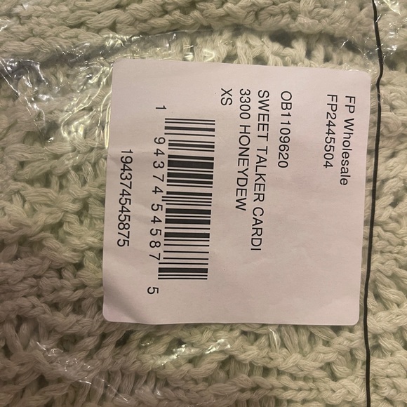 Free People Sweet Talker Long Crochet Cardigan Honeydew S & XS - Picture 5 of 5